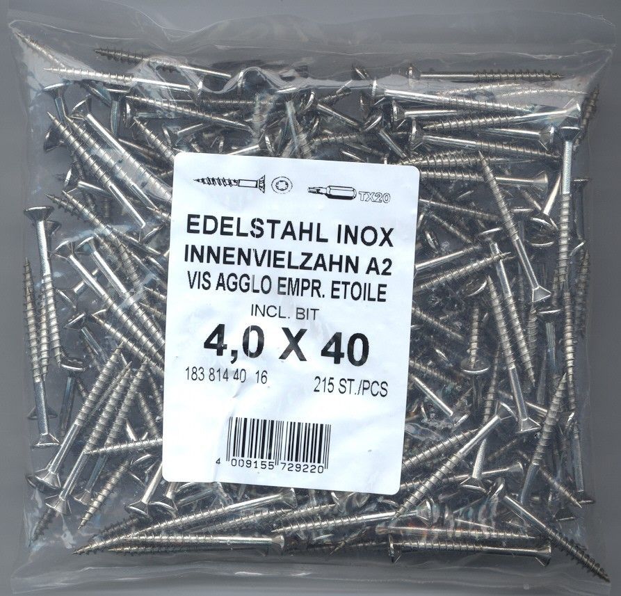 Vis bois et panne. tf tx inox a2 fp 5,0 x 60 - tx25 sachet 110 vis